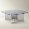 Coffee Table with Tempered Glass Top and Metal Base