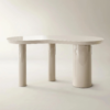 Lacquered desk with cylindrical base engineered wood frame