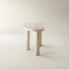 Lacquered desk with cylindrical base engineered wood frame