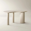 Lacquered desk with cylindrical base engineered wood frame