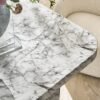Dining table with marble look fiber concrete top large span