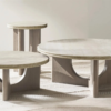 Coffee Table with Travertine Top and Ash Wood Base