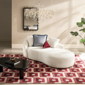 Chenille Chaise Lounge with Curved Design and Foam Cushioning