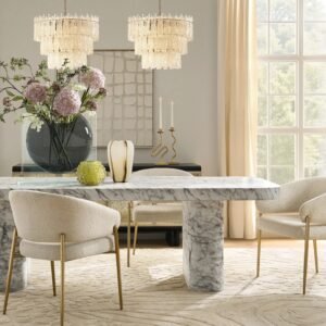 Dining Chair Set with Upholstered Seat and Metal Frame