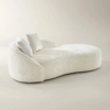 Chenille Chaise Lounge with Curved Design and Foam Cushioning