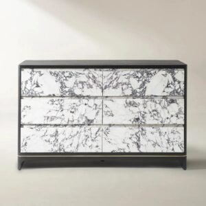 Wide Dresser with Marble Drawer Fronts and Soft-Close Drawers