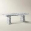 Dining table with marble look fiber concrete top large span