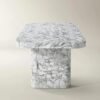 Dining table with marble look fiber concrete top large span