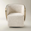 Accent Chair with Boucle Upholstery and Swivel Base