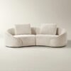 Chenille Sectional Sofa with Curved Design and Foam Cushions