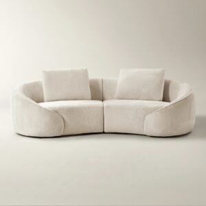 Chenille Sectional Sofa with Curved Design and Foam Cushions