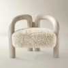 Accent Chair with Lacquered Frame and Faux Fur Cushion