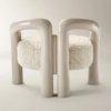 Accent Chair with Lacquered Frame and Faux Fur Cushion