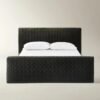 Upholstered Bed with Quilted Headboard and Metal Accents