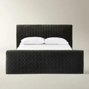 Upholstered Bed with Quilted Headboard and Metal Accents