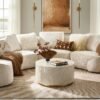 Chenille Sectional Sofa with Curved Design and Foam Cushions