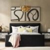 Upholstered Bed with Quilted Headboard and Metal Accents
